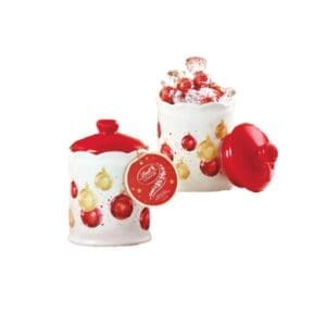 Biscottiera natalizia in ceramica con Lindor al latte Lindt 180g- Borgi Cioccolateria Lindt