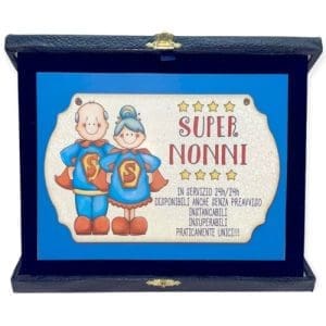Targa con cofanetto rettangolare Cm. 23x18 - - Super Nonni - Borgi Cioccolateria Lindt